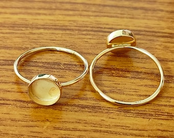 925 Sterling Silver Gold Plated Ring, Plain Bezel Cup Round Close Blank Ring, Setting For Making Ring 2 MM To 40 MM, DIY Jewelry Supplies