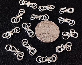 925 Sterling Silver S Hook Clasp with Jump Rings (15.3x5.7 MM)