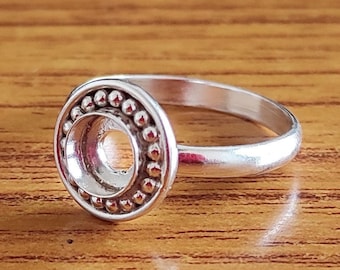 925 Sterling Silver Plated Bezel Cup Ring Blank: DIY Jewelry Supplies (3-50mm)