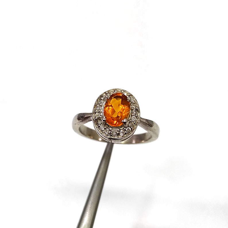 BEAUTIFUL Citrine /& CZ 925 Sterling Silver Solitaire RingFor WomenHandmade Silver JewelryDesigner Silver Gemstone Solitaire Ring