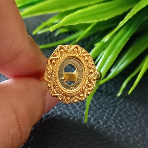 925 Sterling Silver Collet Oval Ring, Gold Plated New Design Oval Open Blank Ring, Setting For Making Ring 6x4 To 30x35 MM, DIY Jewelry