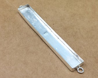 925スターリングシルバー製長方形ベゼルコネクター：DIYジュエリーセッティング用（4x12～10x30mm）