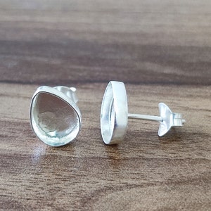 Sterling Silver Plated Pear Bezel Stud Earring Blank, DIY Jewelry (6x4 MM To 14x21 MM)