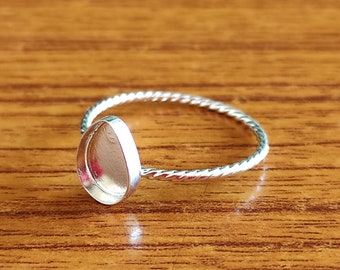 925 Sterling Silber Birnen Ring, schlichter Bezel Cup Close Blank Spiral Draht Ring, Einstellung für die Herstellung von Ring 6x4 MM bis 14x21 MM, DIY Schmuck