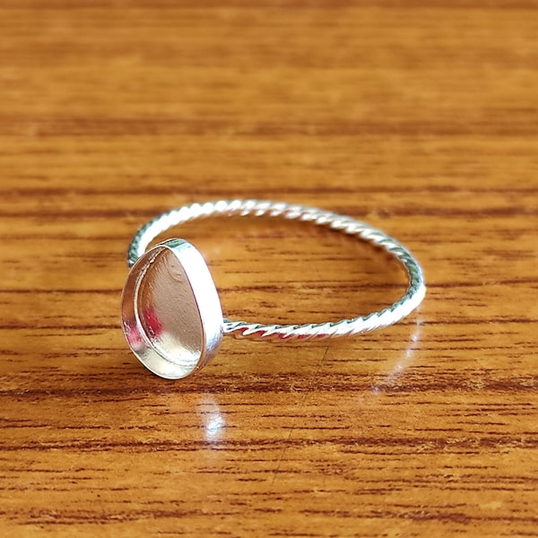 925 Sterling Silber Birnen Ring, schlichter Bezel Cup Close Blank Spiral Draht Ring, Einstellung für die Herstellung von Ring 6x4 MM bis 14x21 MM, DIY Schmuck