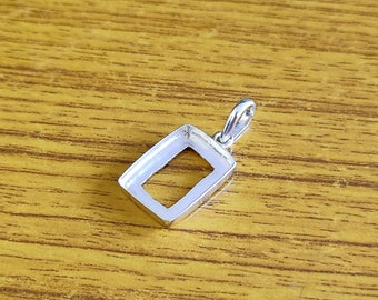 925 Sterling Silver Collet Octagon Plain Bezel Cup Open Blank Pendant, Setting For Making Pendant 6X4 MM To 15X20 MM, DIY Jewelry Supplies
