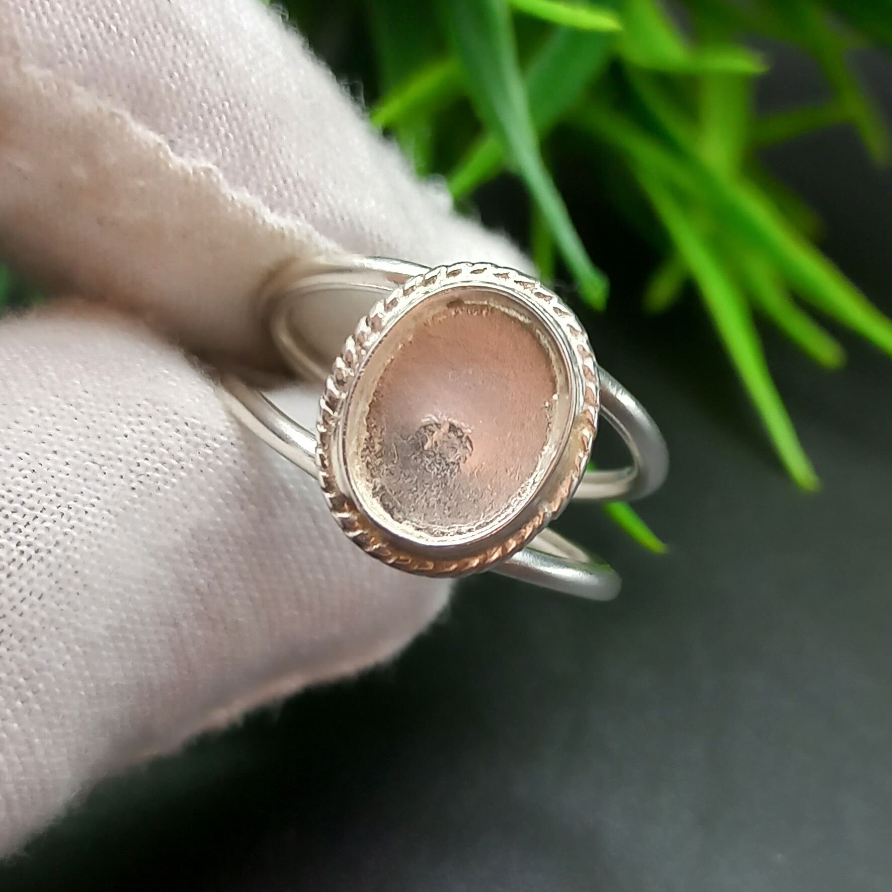 925 Sterling Silver Oval Collet Ring: DIY Bezel Cup Setting (6x4 to ...