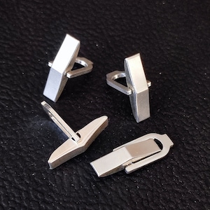 925 Sterling Silver Cufflink - Cuff Hooks - French Cufflink Hook - Setting For Making - DIY Jewelry Supplies -  24x7.5 MM Cufflink Findings