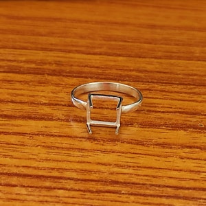 925 Sterling Silver Collet Square Ring, Plain Prong Cup Open Blank Ring, Setting For Making Ring 3x3 MM To 40x40 MM, DIY Jewelry Supplies