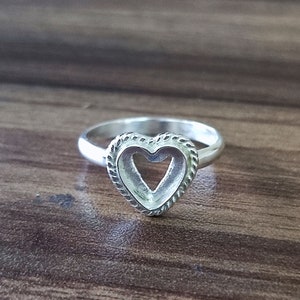 Chain Design Bezel Cup Open Blank Ring, 925 Sterling Silver Heart Ring, Setting For Making Ring 3x3 MM To 40x40 MM, DIY Jewelry Supplies