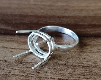 925 Sterling Silver Oval Ring Setting: DIY Jewelry Supplies (6x4 MM to 30x35 MM)