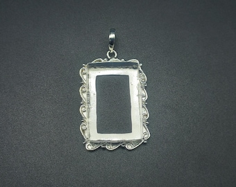 Sterling Silver Plated Rectangle Bezel Pendant, Open Back, DIY Jewelry (6x4 to 35x40 MM)