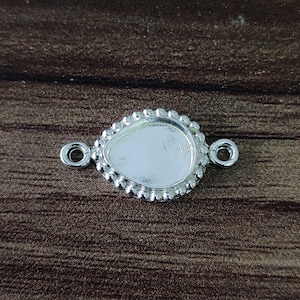 Beaded Bezel Cup Close Blank Collet Pear 925 Sterling Silver Connector, Setting For Making Connector 6x4 MM To 14X21 MM, DIY Jewelry