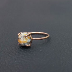 Anillo de ostra de oro rosa con turquesa y cobre, solitario bañado en plata de ley 925