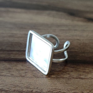New Adjustable Bezel Cup Close Blank Ring, 925 Sterling Silver Square Ring, Setting For Making Ring 3x3 MM To 40x40 MM, DIY Jewelry Supplies