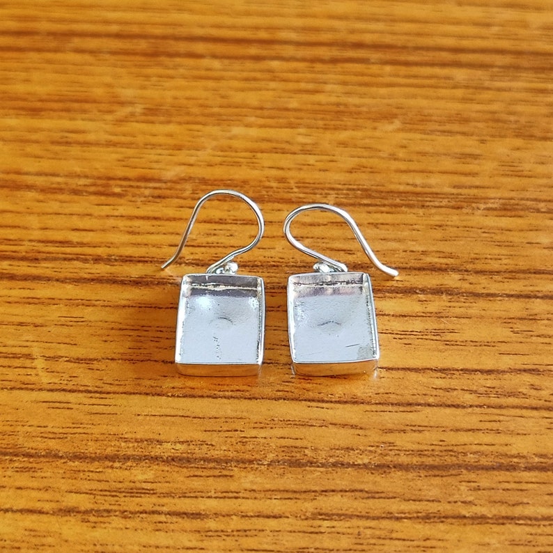 925 Sterling Silver Collet Rectangle Plain Bezel Cup Close Blank Dangle Earring, Setting For Making Earring 6X4 MM To 35X40 MM, DIY Jewelry image 2