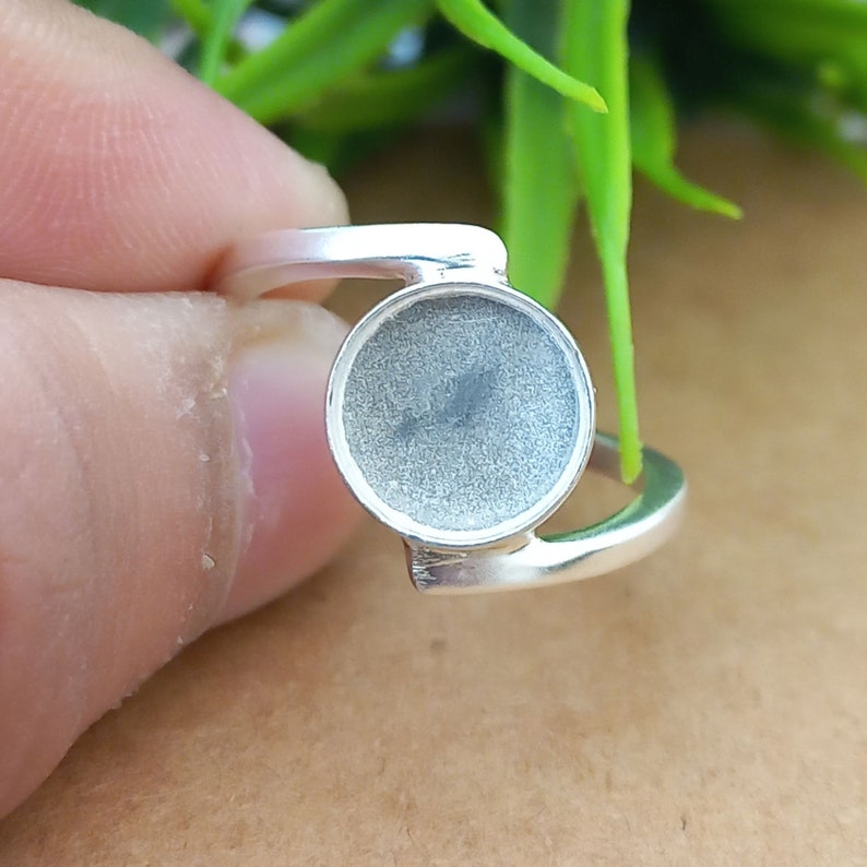 925 Sterling Silver Collet Ring: Round Bezel Cup Setting, DIY Jewelry ...