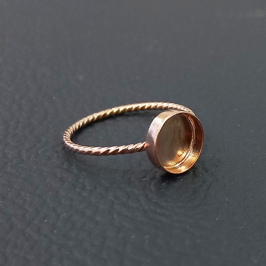 Wire Bezel Rings Rose Gold Plated Spiral Wire Plain Bezel Cup Round Close Blank 925 ...