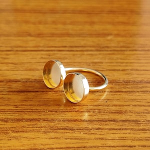 Verstellbares 2 Collet 925 Sterling Silber Schlichte Lünette Tasse rund geschlossen Blanko Ring, vergoldete Einstellung für Make Ring 3 MM bis 50 MM, DIY Schmuck