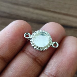 Beaded Bezel Cup Close Blank 925 Sterling Silver Collet Round Connector, Setting For Making Connector 3x3 MM To 40x40 MM, DIY Jewelry