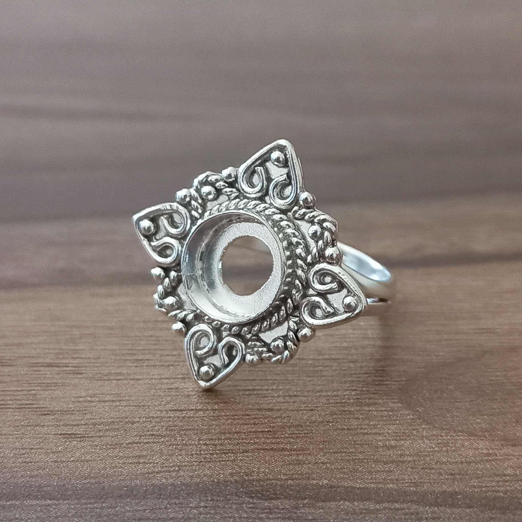 925 Sterling Silver Open Collet Ring Setting: DIY Jewelry Supplies (3 ...