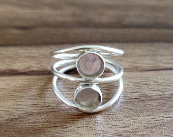 925 Sterling Silver Double Collet Ring: DIY Bezel Setting (3-7mm)