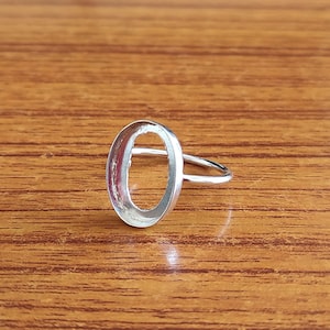 Plain Bezel Cup Open Blank Ring, 925 Sterling Silver Collet Oval Ring, Setting For Making Ring 6x4 MM To 30X35 MM, DIY Jewelry