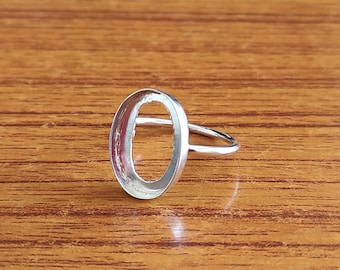 Plain Bezel Cup Open Blank Ring, 925 Sterling Silver Collet Oval Ring, Setting For Making Ring 6x4 MM To 30X35 MM, DIY Jewelry