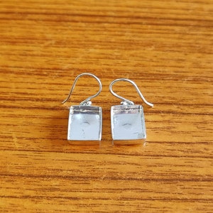 925 Sterling Silver Collet Rectangle Plain Bezel Cup Close Blank Dangle Earring, Setting For Making Earring 6X4 MM To 35X40 MM, DIY Jewelry image 6