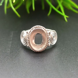 925 Sterling Silver Bezel Cup Collet Oval Ring, New Design Open Blank Ring, Setting For Making Ring 6x4 To 30x35 MM, DIY Jewelry Supplies