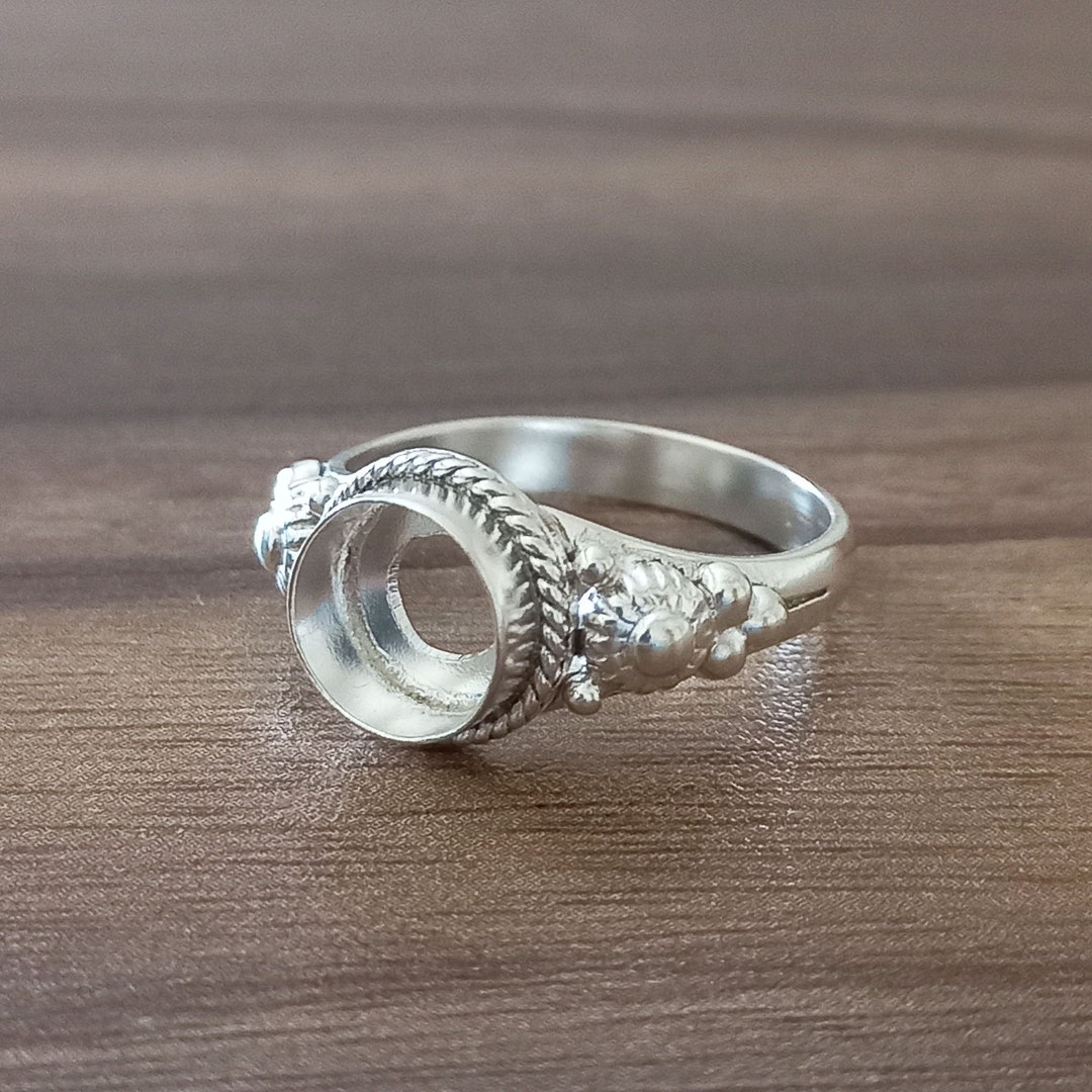 925 925 Sterling Silver Round Collet Ring Setting: DIY Jewelry Supplies ...
