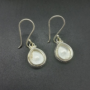 925 Sterling Silver Dangle Earring, Designer Bezel Cup Close Blank Collet Pear Earring, Setting For Making Earring 6x4 MM To 14x21 MM, DIY