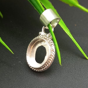 925 Sterling Silver Pendant, New Design Bezel Cup Open Blank Collet Oval pendant, Setting For Making Pendant 6x4 MM To 35x40 MM, DIY Jewelry