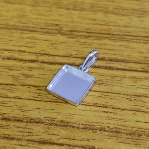 Plain Bezel Cup Close Blank 925 Sterling Silver Collet Square Pendant, Setting For Making Pendant 3x3 MM To 40x40 MM, DIY Jewelry Supplies