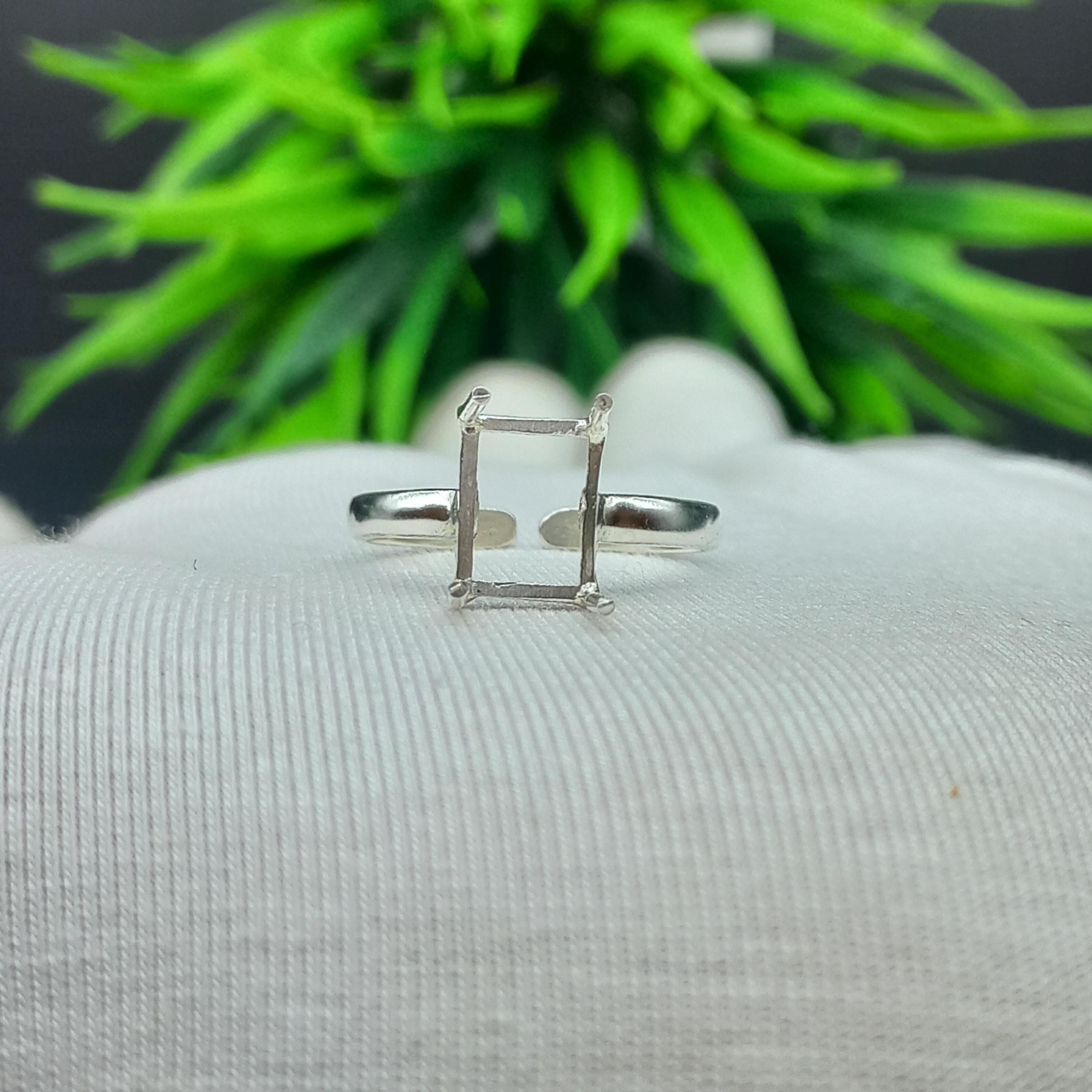 Rectangular Silver Ring Design 925 Sterling Silver Adjustable Rectangle Ring Blank: DIY Jewelry Making ...