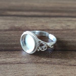 Adjustable Designer Bezel Cup Round Close Blank 925 Sterling Silver Collet Ring, Setting For Making Ring 3 MM To 40 MM, DIY Jewelry Supplies