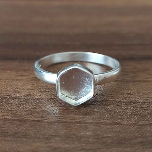 925 Sterling Silber Hexagon Bezel Ring Rohling: DIY Schmuckzubehör (5x5 bis 10 x 10 MM)