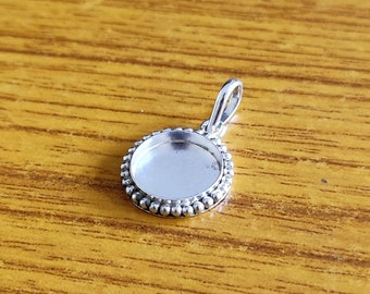 925 Sterling Silver Collet Round Beaded Bezel Cup, Close Blank Pendant, Setting For Making Pendant 3 MM To 40 MM, DIY Jewelry Supplies