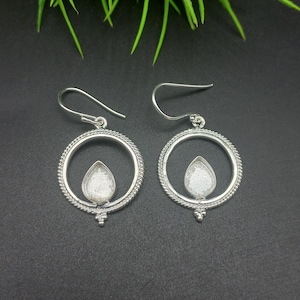 925 Sterling Silver Dangle Earring, Designer Bezel Cup Close Blank Collet Pear Earring, Setting For Making Earring 6x4 MM To 14x21 MM, DIY
