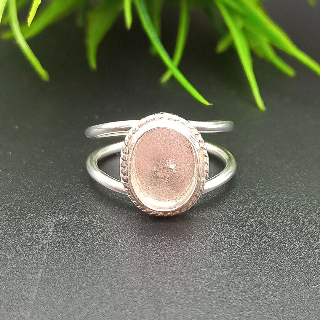 925 Sterling Silver Oval Collet Ring: DIY Bezel Cup Setting (6x4 to ...