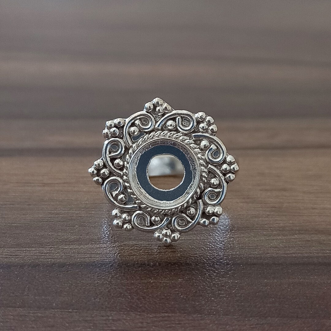 New Design Round Open Blank Ring, 925 Sterling Silver Collet Round Ring ...