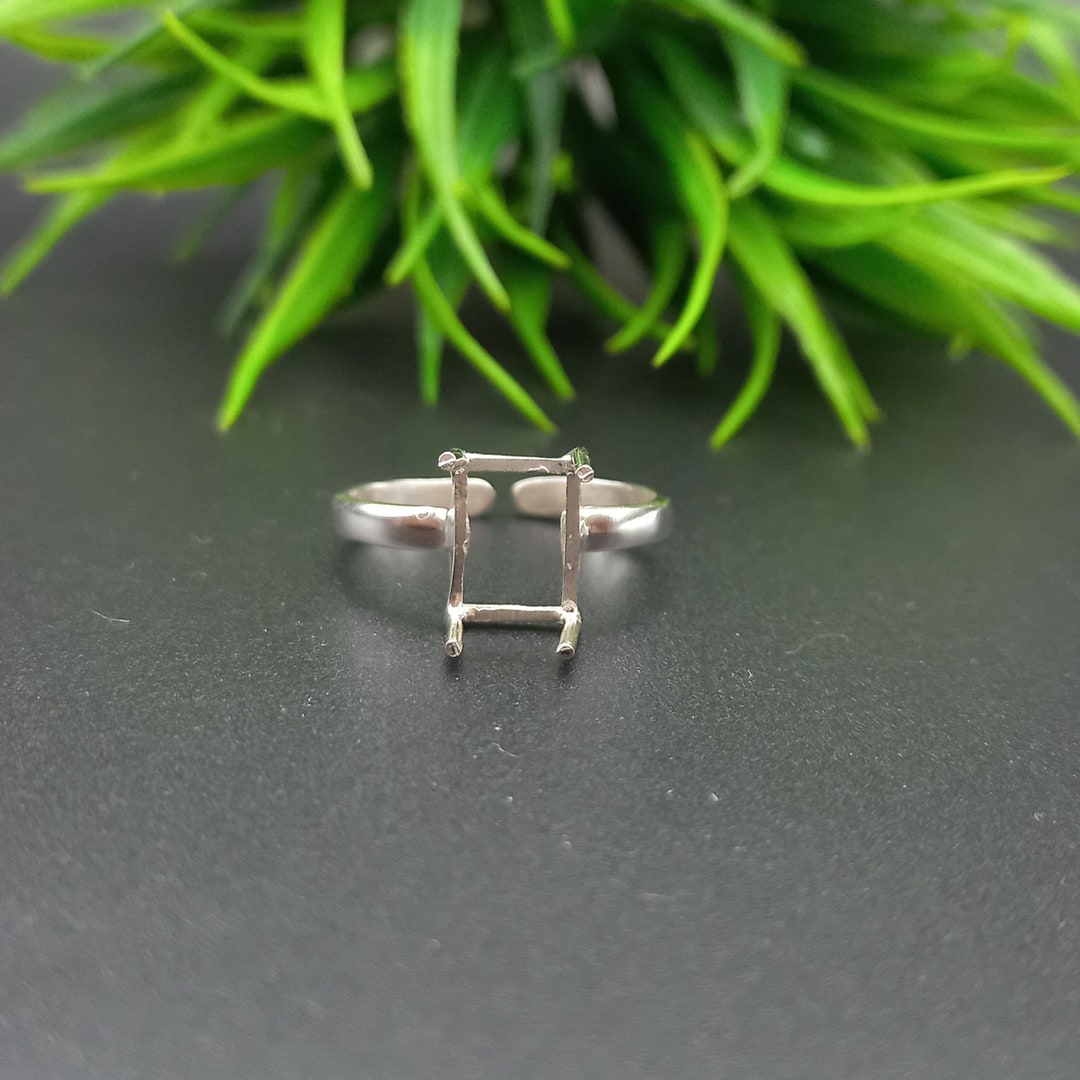 Rectangular Silver Ring Design 925 Sterling Silver Adjustable Rectangle Ring Blank: DIY Jewelry Making ...