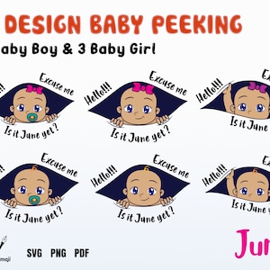 Já é junho?, Com licença, já é hora?, Espiando o bebê svg, Maternidade svg, Grávida svg, Gravidez Menino menina, arquivos de máquinas de corte
