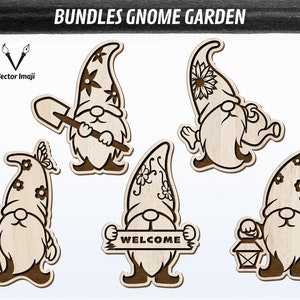 Garden Gnome SVG, Flower Gnome svg, Bundles Gnomes Wall Sign Floral Flower Butterfly, Glowforge Files, Laser Cut File, Svg Dxf Png Cricut