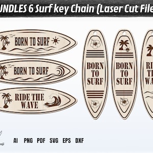 Surf Keychain Laser Files, Personalized Keychain File, Glowforge Keychain SVG Files, Laser Keychain SVG , Laser Cut Files, Beach, Palm tree