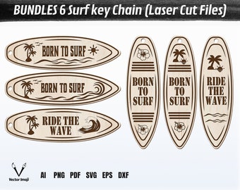 Surf Keychain Laser Cut Files, Beach SVG (Digital Download)