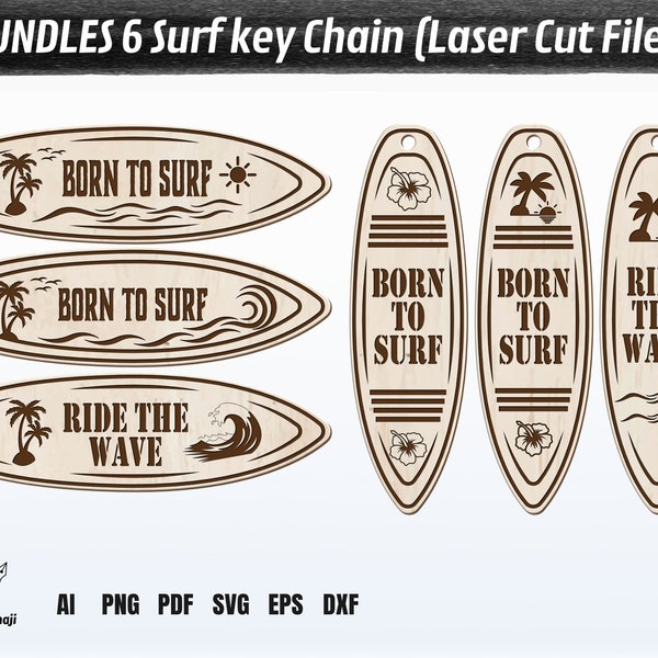 Surf Keychain Laser Files, Personalized Keychain File, Glowforge Keychain SVG Files, Laser Keychain SVG , Laser Cut Files, Beach, Palm tree