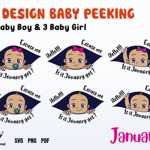 Já é janeiro?, Com licença, já é hora?, Baby Peeking svg, maternidade svg, grávida svg, gravidez menino e menina, arquivos de máquinas de corte