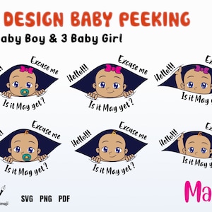 Já é maio?, Com licença, já é hora?, Peeking Baby svg, Maternidade svg, Grávida svg, Gravidez Menino menina, arquivos de máquinas de corte