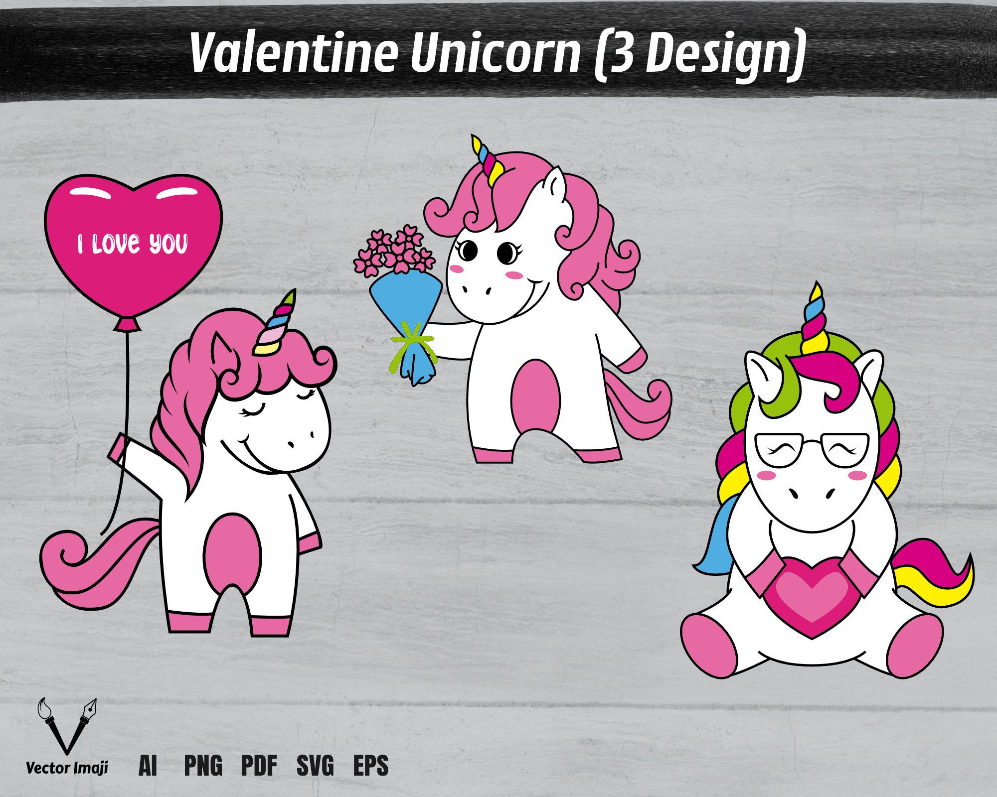 Valentine Unicorn SVG Valentines Day Unicorn svg Unicorn | Etsy
